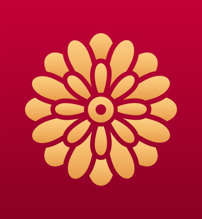 Chinese floral decorative element. Chinese traditional flower pattern. Isolated vector illustration. Chrysanthemum flower iconのイラスト素材