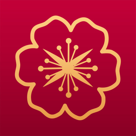 Sakura flower decorative element. Chinese traditional floral decorative element. Flower pattern. Isolated vector illustrationのイラスト素材