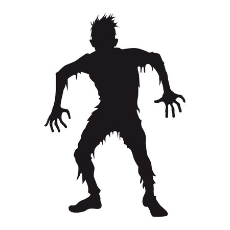 Zombie silhouette. Walking dead silhouette. Halloween flat vector Illustrationのイラスト素材