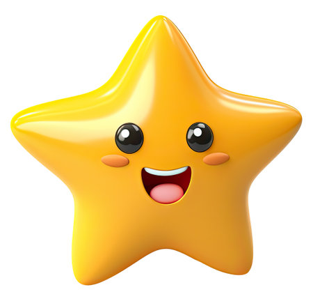 Smiling Star 3D cartoon character illustration. Cute little star mascot 3d model