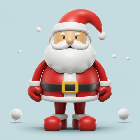 Santa Claus 3d icon. Cartoon, toy style. 3d illustration render. Cartoon character Santa Claus toy. Santa 3d clip art isolated. Clip art for New Year and Christmas holidays.の素材