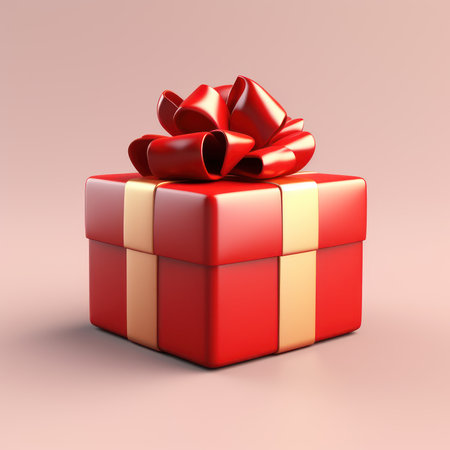 Gift Box 3d clip art. 3d rendered Christmas graphic element isolated on solid background.の写真素材