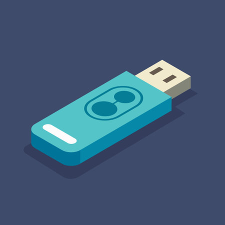 USB flash drive. Isometry. Vector isometric illustration. Flash drive. USB external drive in...