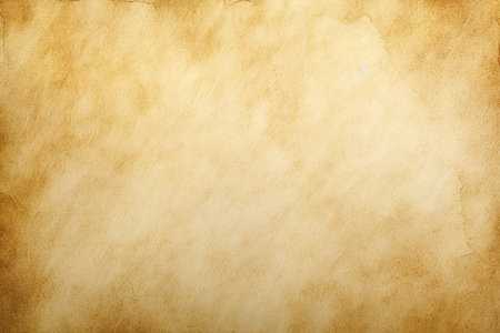 Beige parchment paper background. Amber old crumpled parchment texture. Old papyrus dark paper. Wallpaper.の写真素材