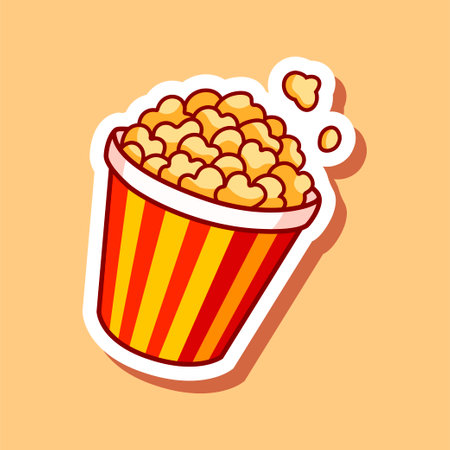 Popcorn illustration vector. Popcorn sticker.のイラスト素材
