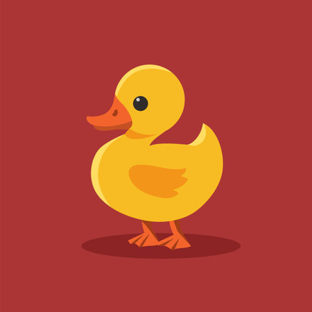 Duckling flat vector illustration. Yellow little duck. Minimalistic modern styleのイラスト素材