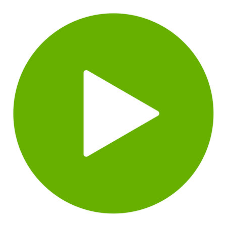 Play button icon. Green play symbol on white background. Flat illustration elementの写真素材