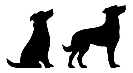 Dog silhouettes on white background. Dog illustrations setの写真素材