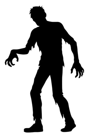 Zombie silhouette illustration. Cartoon character for Halloweenの写真素材