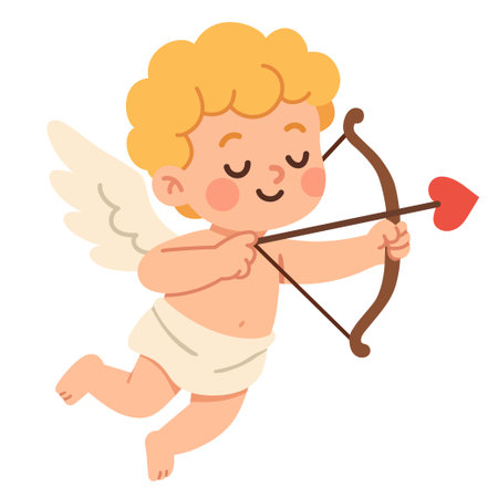 Cupid cartoon character illustration for Valentines day. Png clipart. Cute little archery angelの写真素材