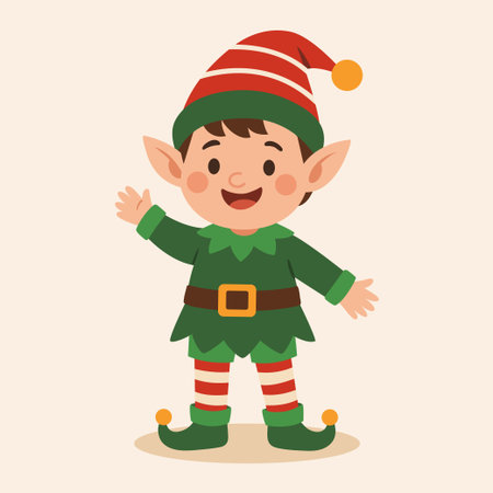 Christmas elf cartoon character illustrationのイラスト素材