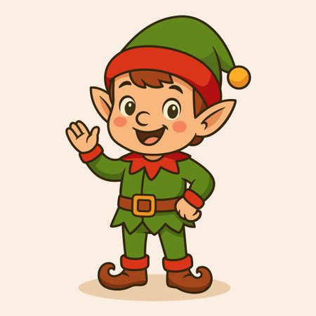 Christmas elf cartoon character illustrationのイラスト素材