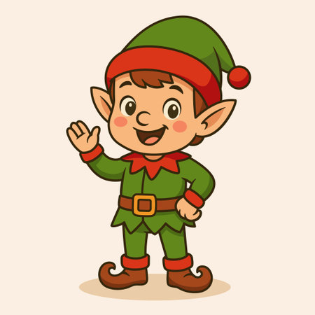 Christmas elf cartoon character illustrationのイラスト素材