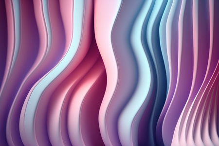 abstract 3d rendering of wavy light blue and pink stripes. AI generated artの素材