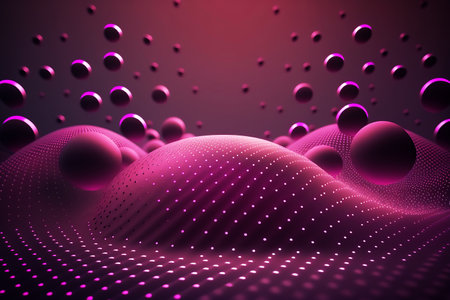 Abstract landscape of connected dots, violet, AI generated art.の素材