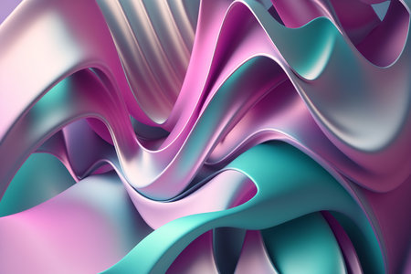 Abstract formation of pink turquoise lilac ribbons, AI generated art.の素材