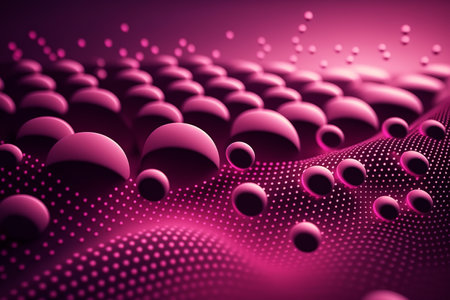 Abstract landscape of connected dots, violet, AI generated art.の素材