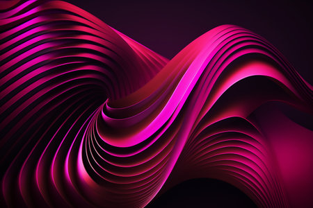 Abstract wavy magenta strip background, AI generated art.の素材