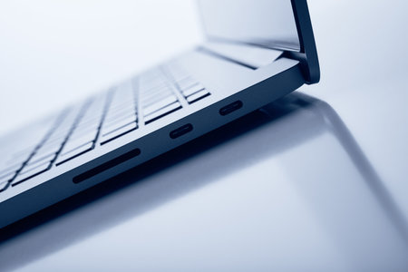Close up image of laptop on isolated background. technology, internet, business concept