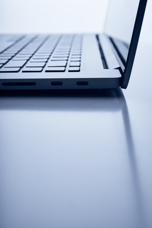Close up image of laptop on isolated background. technology, internet, business conceptの写真素材