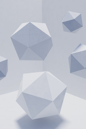 Platonics abstract geometric background white color. 3d background