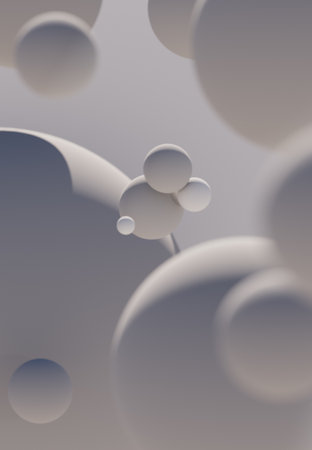 Abstract background with beige spheres.の写真素材