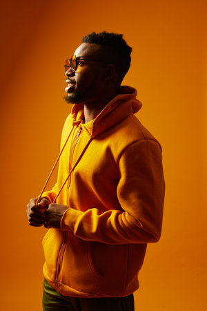 Fashion portrait of handsome African man. Monochromatic fashion lookの写真素材