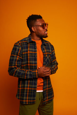 Fashion portrait of handsome African man. Monochromatic fashion look