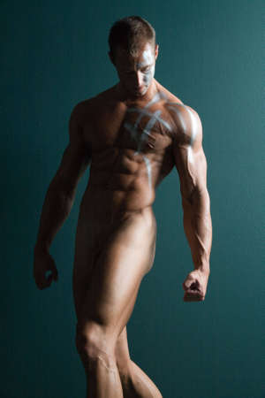 Athletic sexy male body builderの写真素材