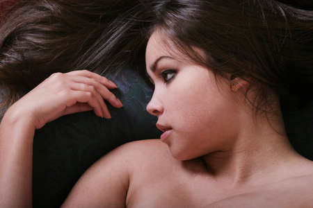 Sexy asian woman with long hairの写真素材