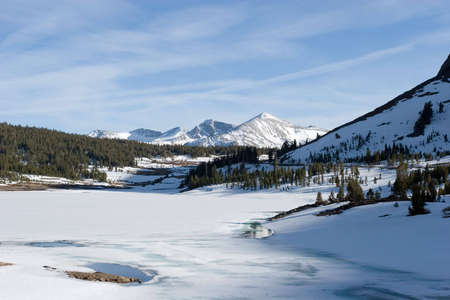 Snowy mountains in Yosemiteの写真素材