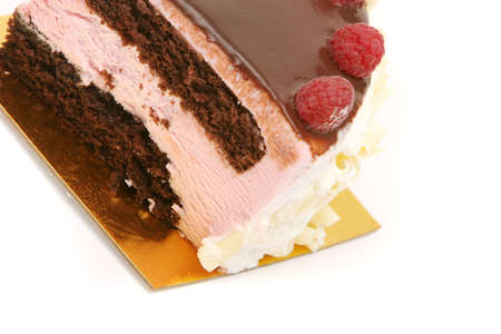 Chocolate mousse cake with rasberriesの写真素材