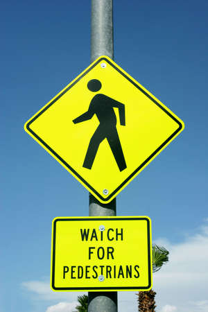 Watch for pedestrians road signの写真素材