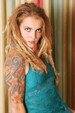 Young pretty woman with long hairの写真素材