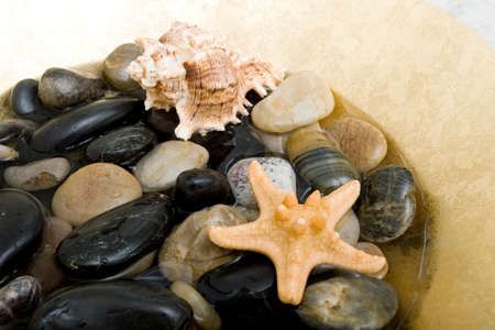 Spa stones in waterの写真素材