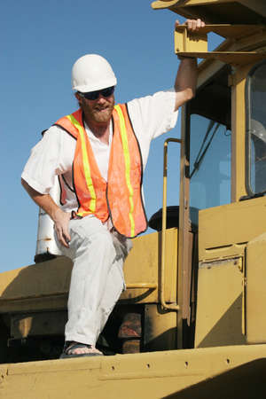 Construction worker on the bulldozer