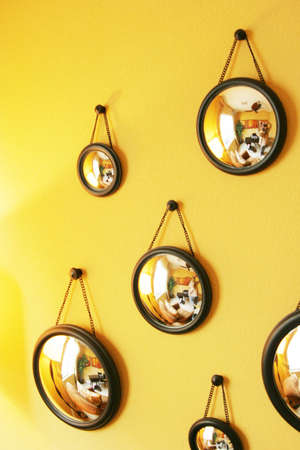 Decorative mirrors on the wall