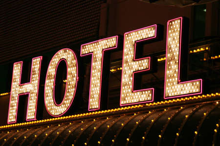 Bright Las Vegas hotel neon signの写真素材