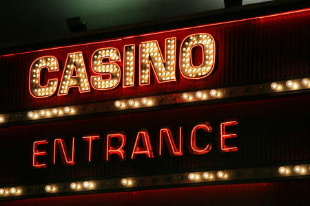 Bright casino entrance neon signの写真素材