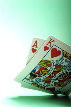 Winning blackjack hand of king and aceのeditorial素材