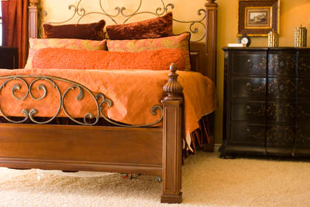 Modern tastefully decorated master bedroomの写真素材