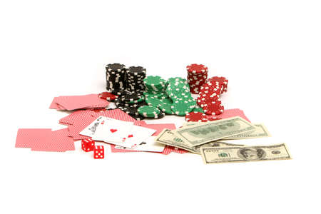 Colorful poker chips on white backgroundのeditorial素材