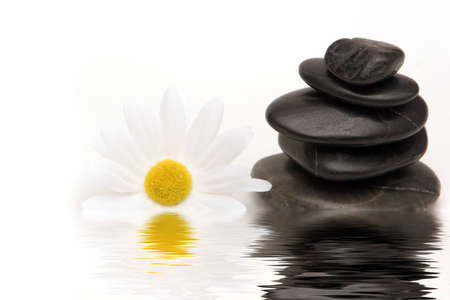 Stack of black massage stonesの写真素材