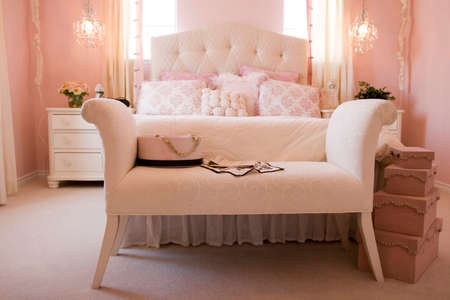 Modern tastefully decorated master bedroomの写真素材