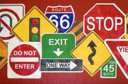 Various road signsの写真素材