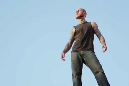 Man covered with tattoosの写真素材