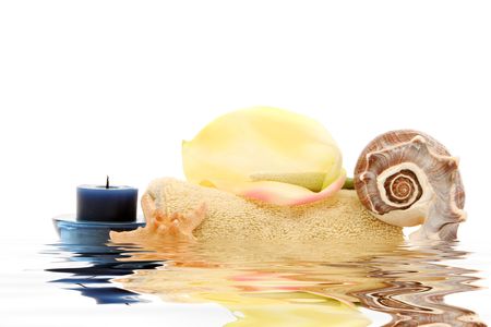 Various spa items on white backgroundの写真素材