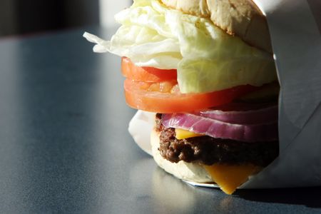 Delicious juicy hamburgerの写真素材