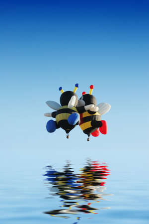 Bee shaped hot air balloonsの写真素材