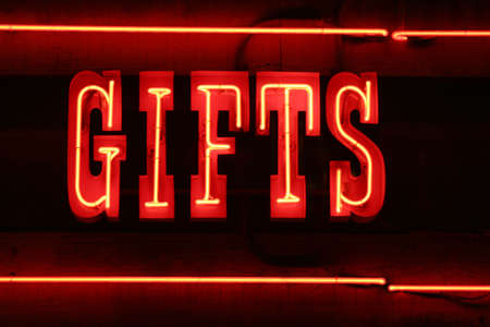 Neon lights gifts signの写真素材